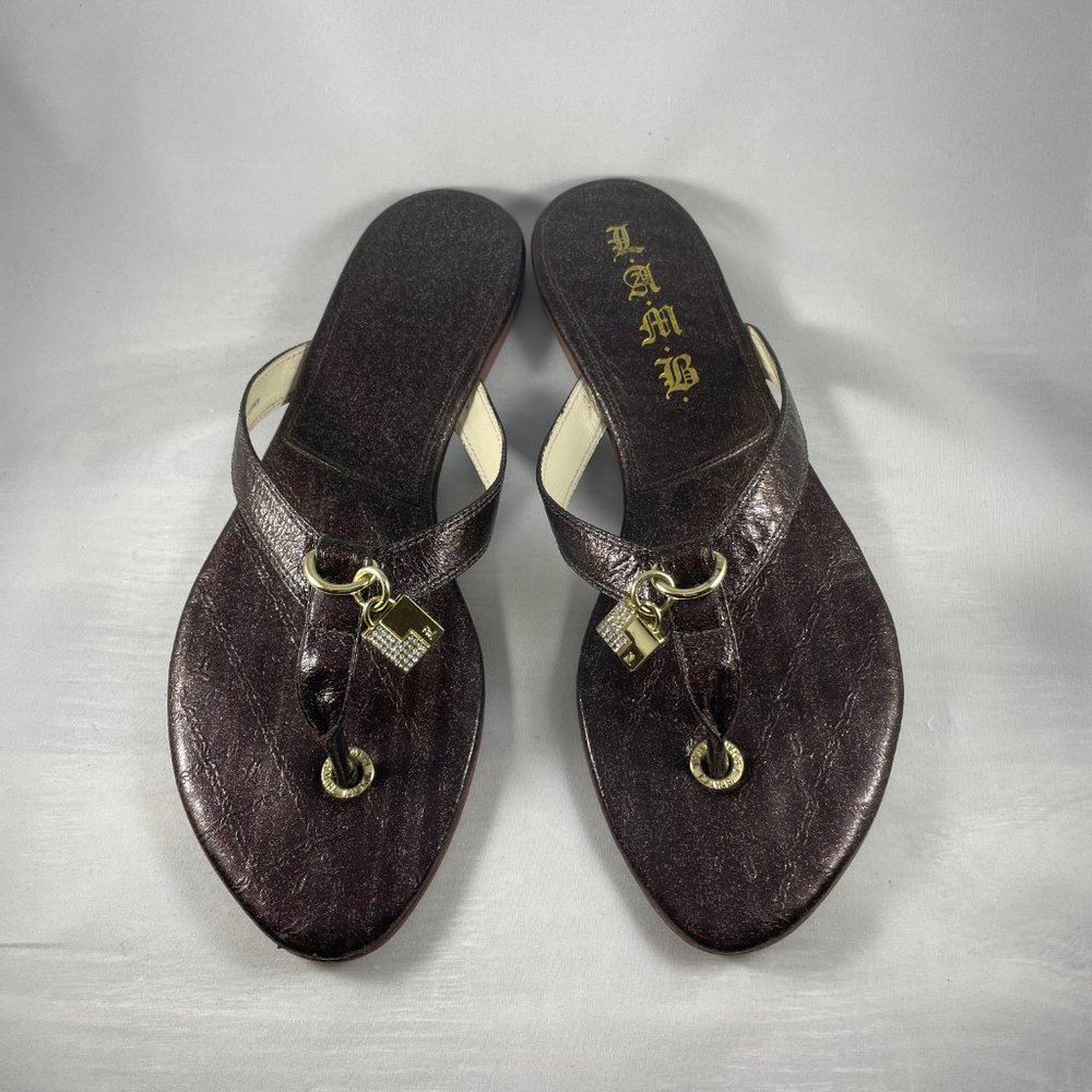 L.A.M.B. By Gwen Stefani Thong Sandals BROWN 7.5 - Picture 2 of 8